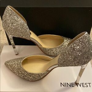 Nine West Sparkling Silver Heels